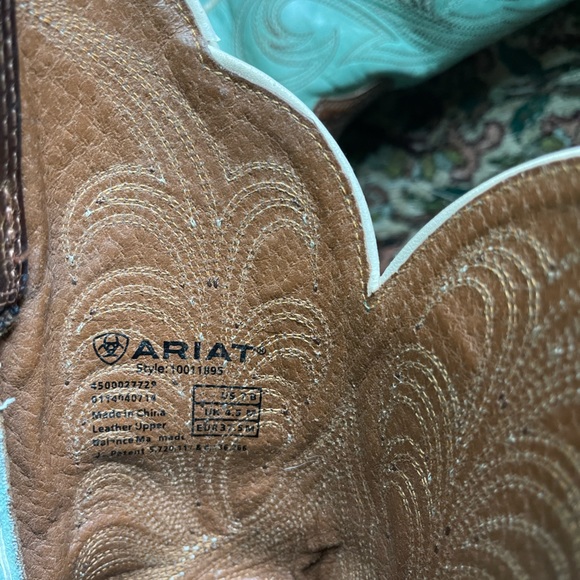Ariat Mesquite Aquamarine Blue Cowboy Leather Roper Packer Boots Square Toe 7 - Picture 16 of 16